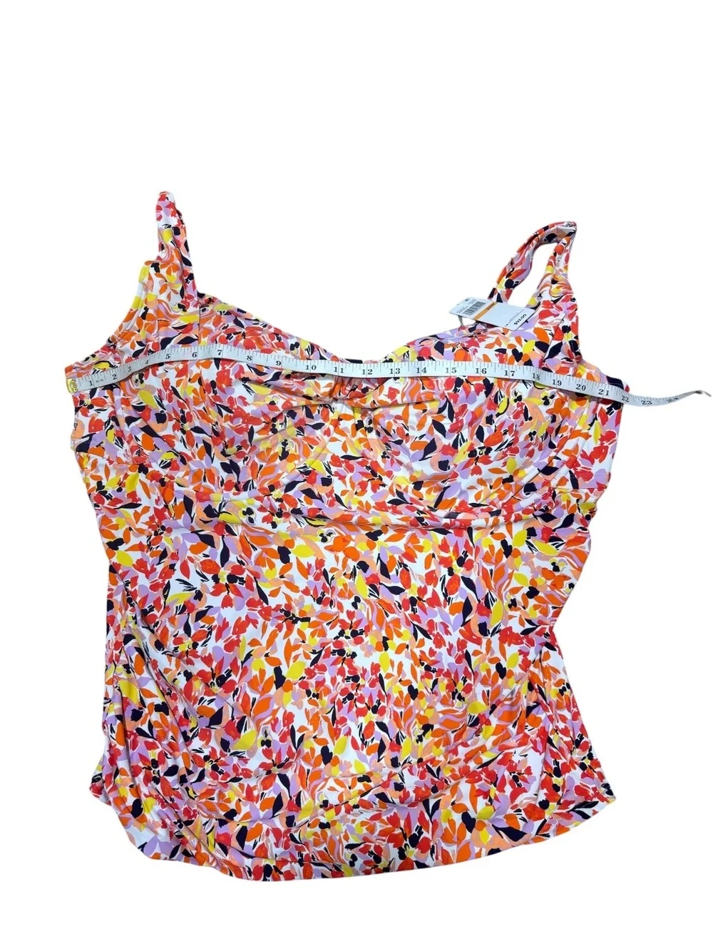 Anne Cole Womens 24W Tankini Top Multicolor Floral Twist Front Swim NWT $92
